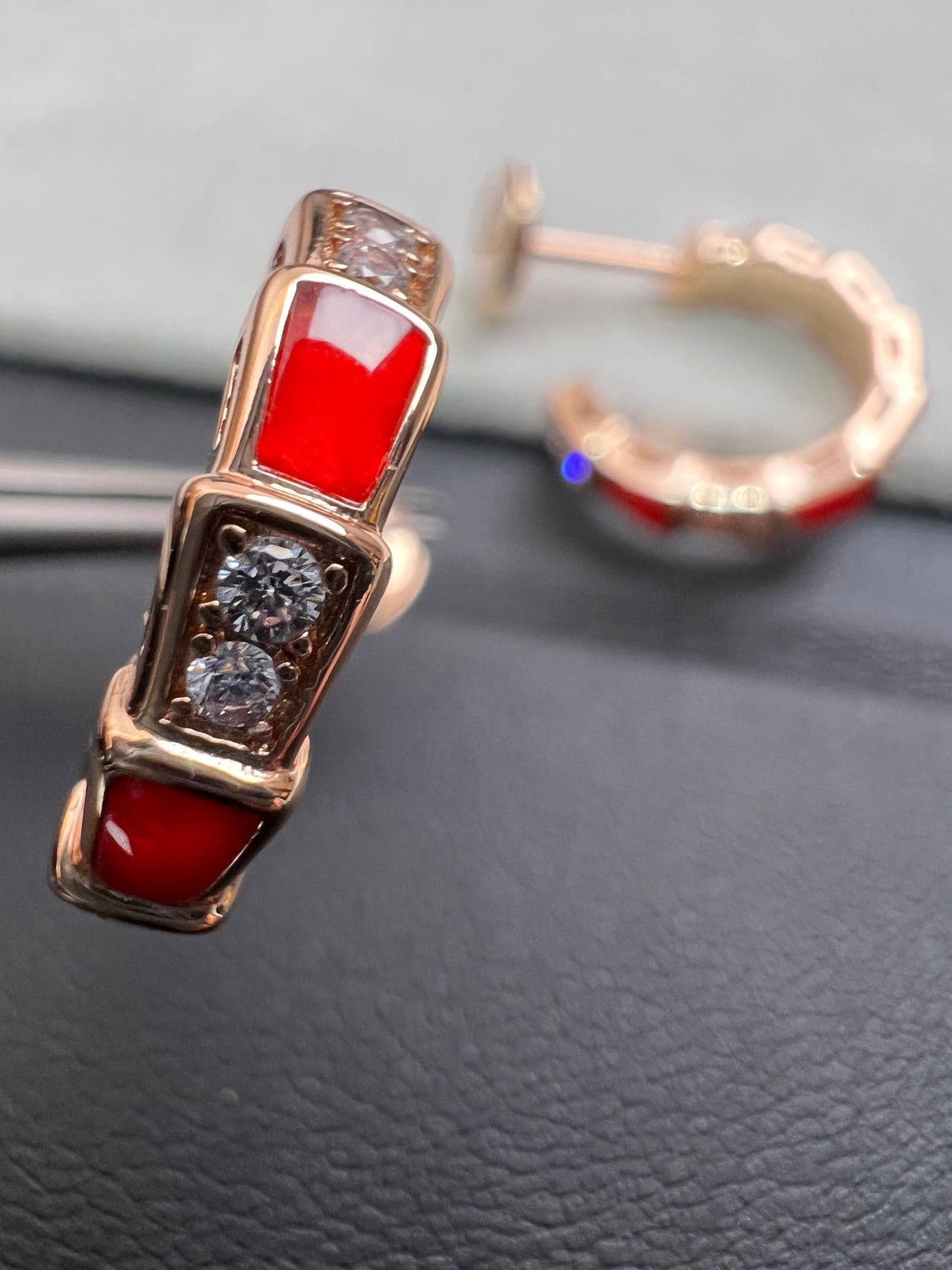 [Angela Jewellery]SERPENTI CARNELIAN PINK GOLD EARRINGS