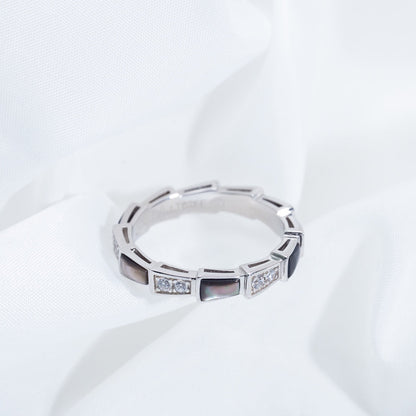 [Angela Jewellery]SERPENTI RING SILVER  DIAMOND BLACK MOP 3MM