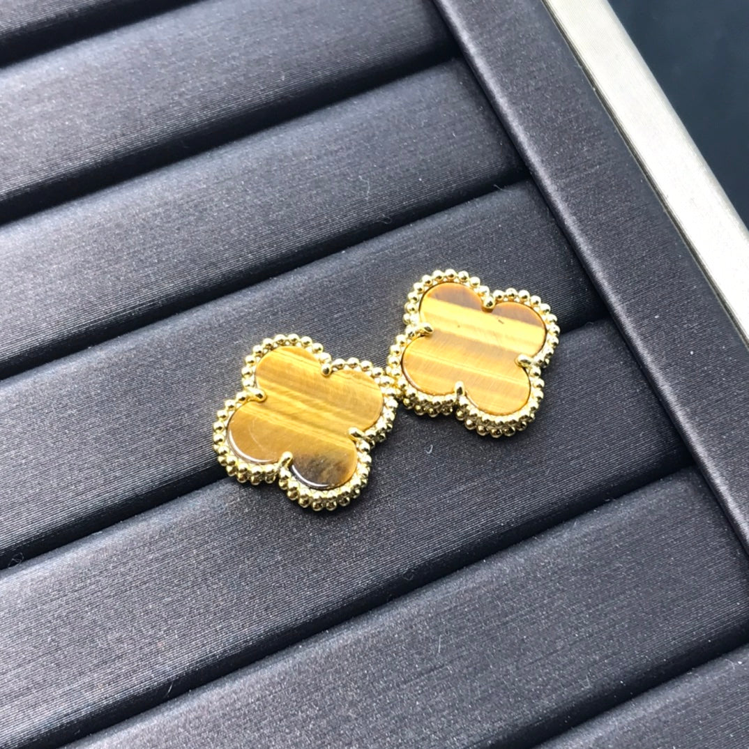 [Angela Jewellery]CLOVER MEDIUM 1 MOTIFS TIGER EYE EARRINGS