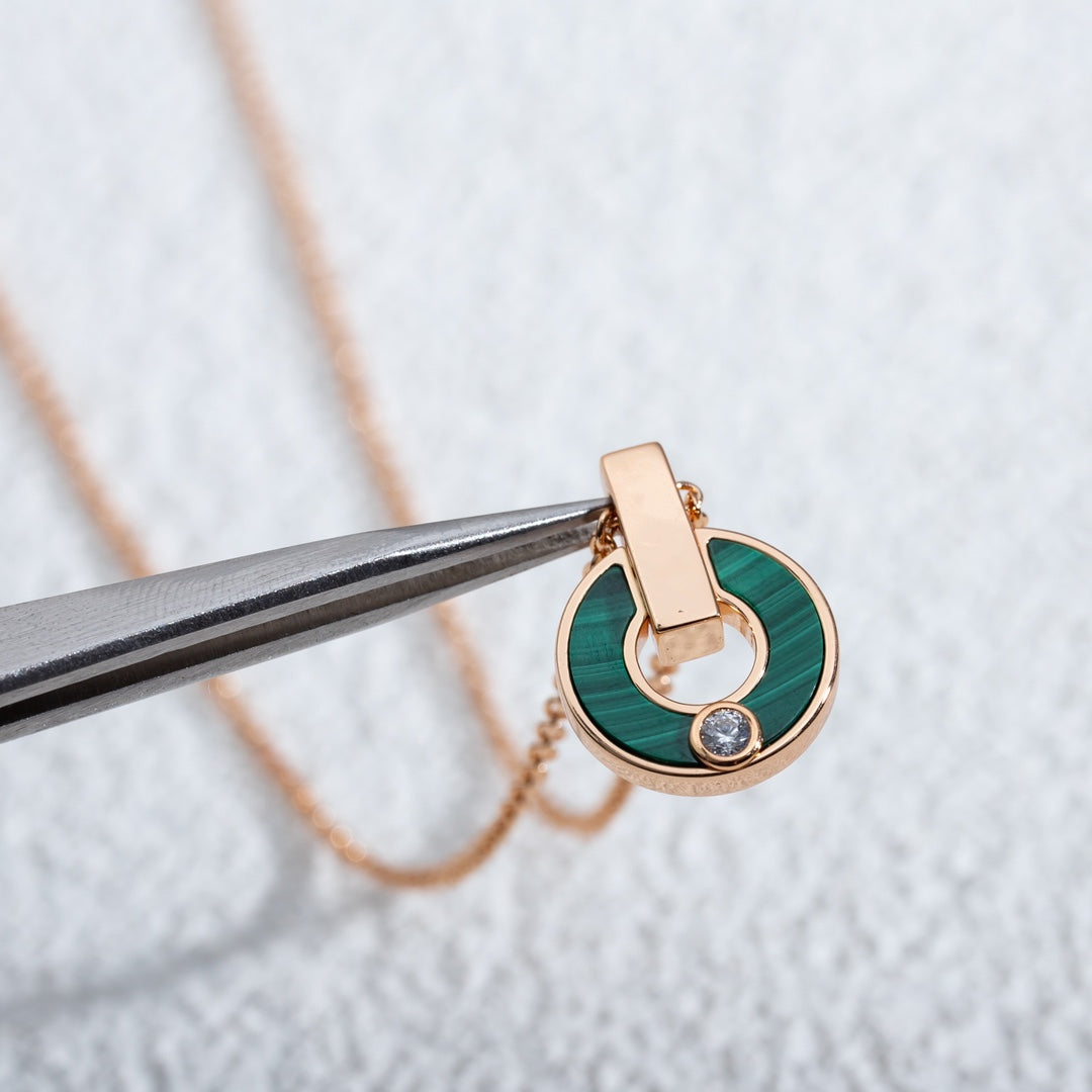 [Angela Jewellery]GARI NECKLACE PINK GOLD MALACHITE