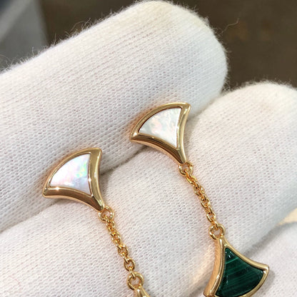 [Angela Jewellery]DREAM EARRINGS 3 MOTIFS MALACHITE MOP PINK GOLD